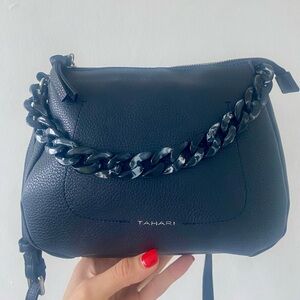 Tahari Black Crossbody Bag with Chain Strap – Never Used